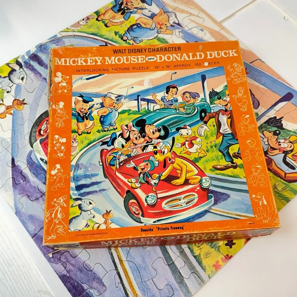 Vintage Disney private freeway Puzzle Mickey Mouse, Minnie, Donald Duck, Goofy